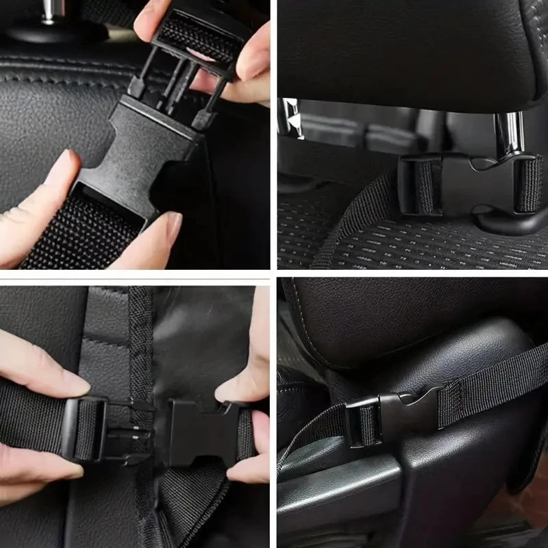 Large Multi-Grid Car Seat Back Organizer – Black Hanging Storage Bag