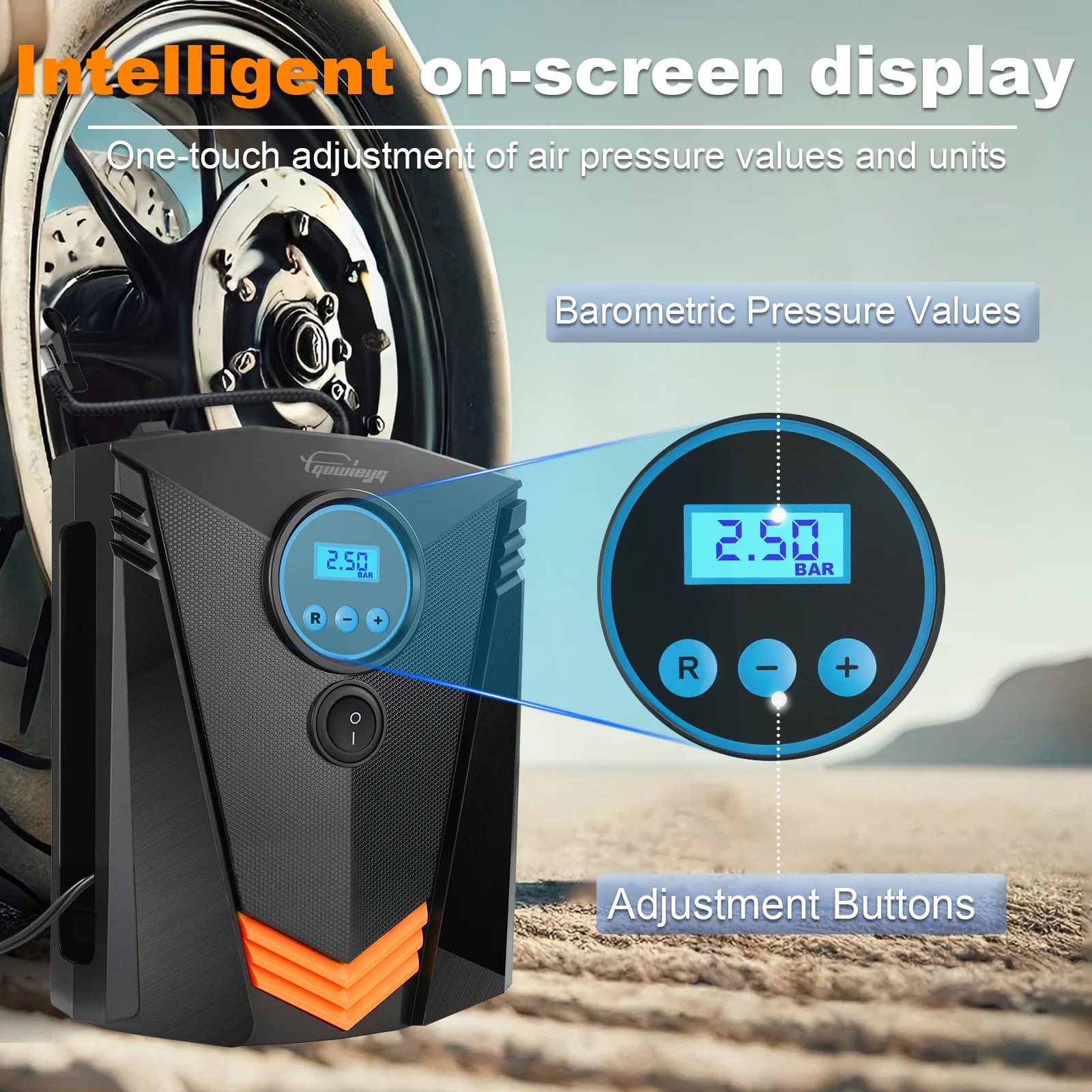 GUWIEYG DC12V Car Air Pump – 150PSI Digital Tire Inflator for Auto & Bikes