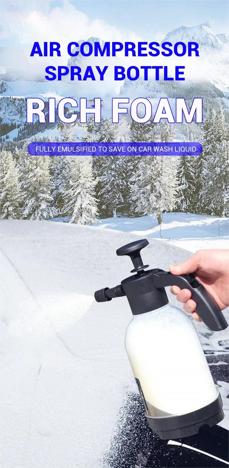 2L High-Pressure Foam Sprayer – Hand Pump Car Wash & Home Cleaning Bottle