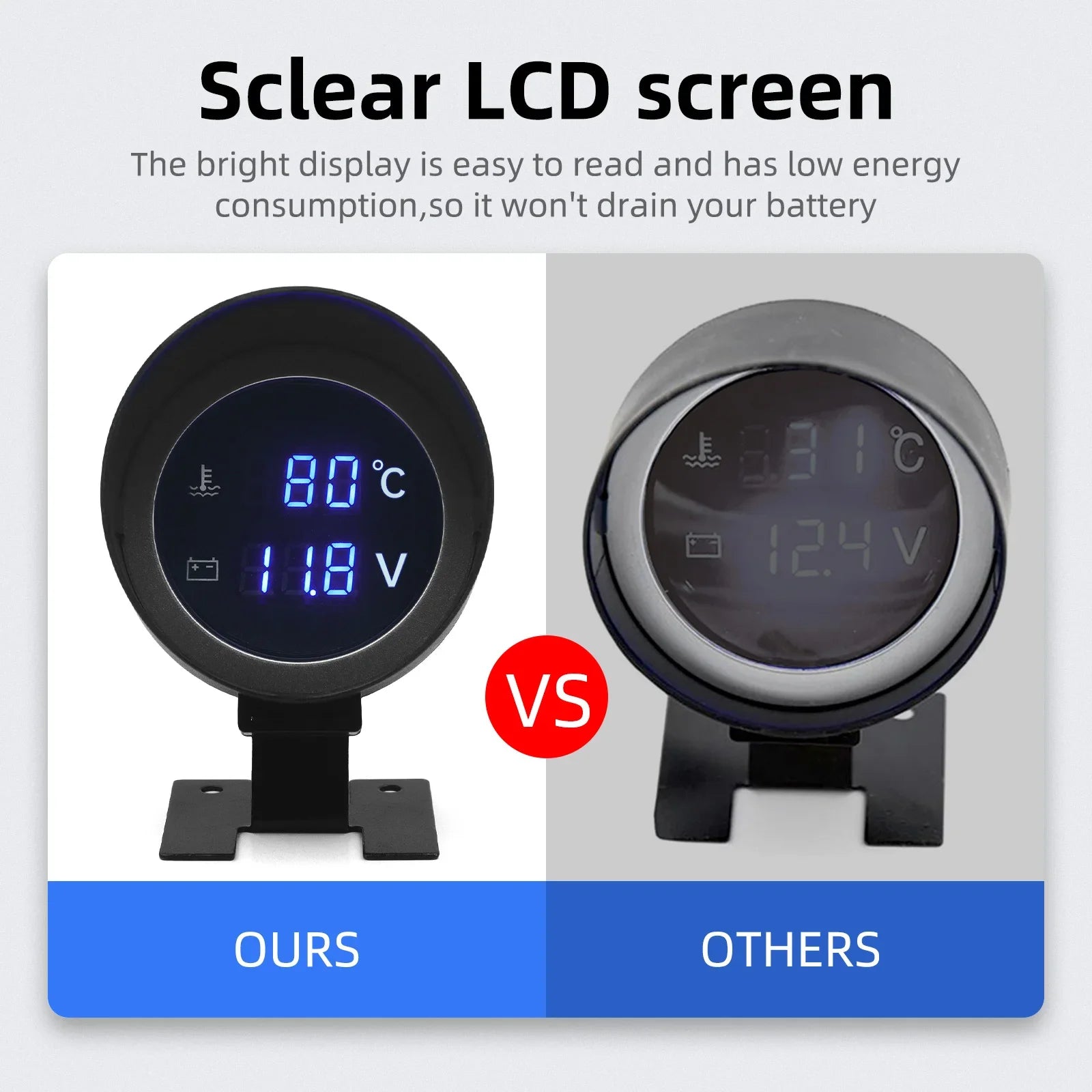 2-in-1 LED Digital Water Temp & Voltmeter – 12V/24V Car & Truck Gauge