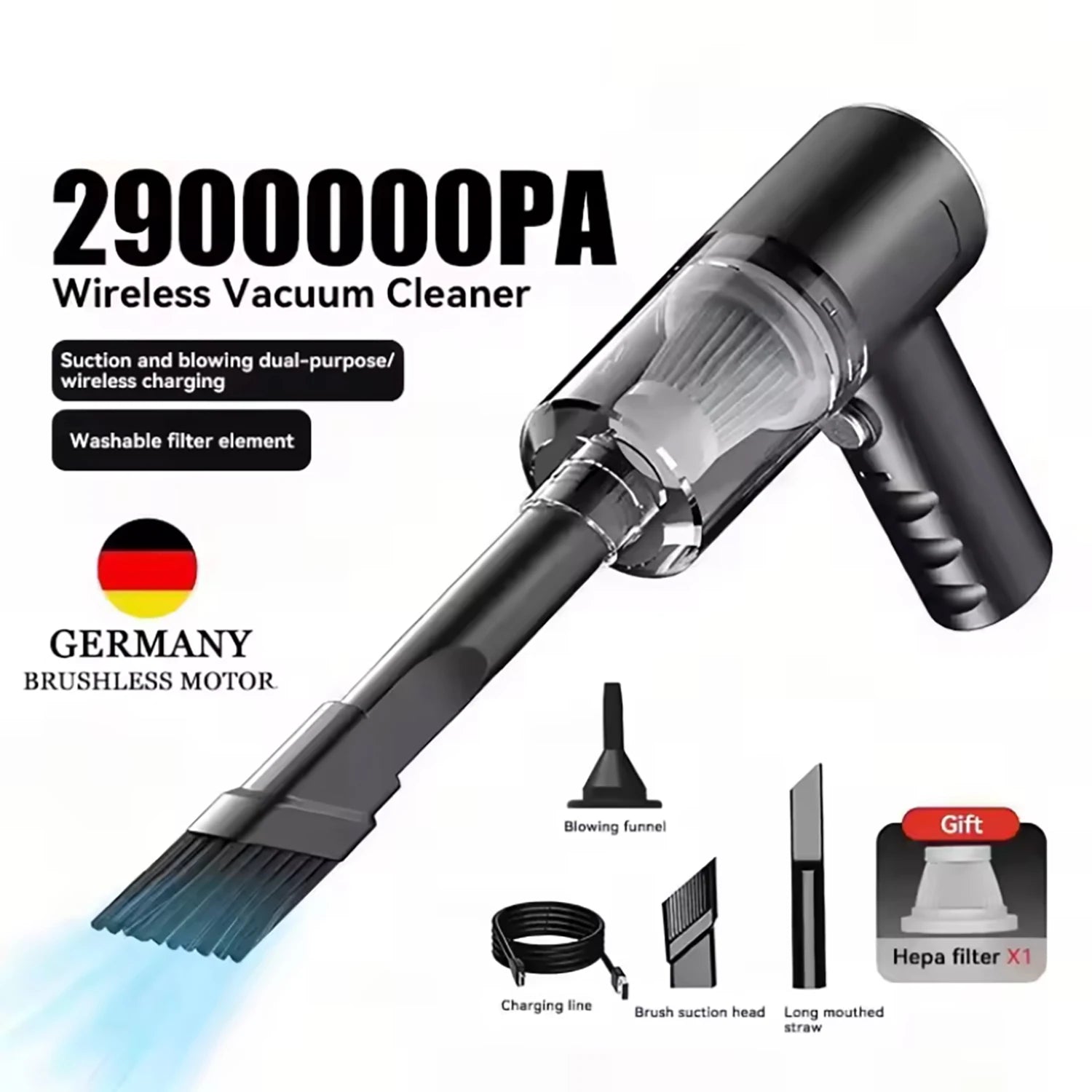 High-Power Cordless Car Vacuum – Cleaner for Office & Home
