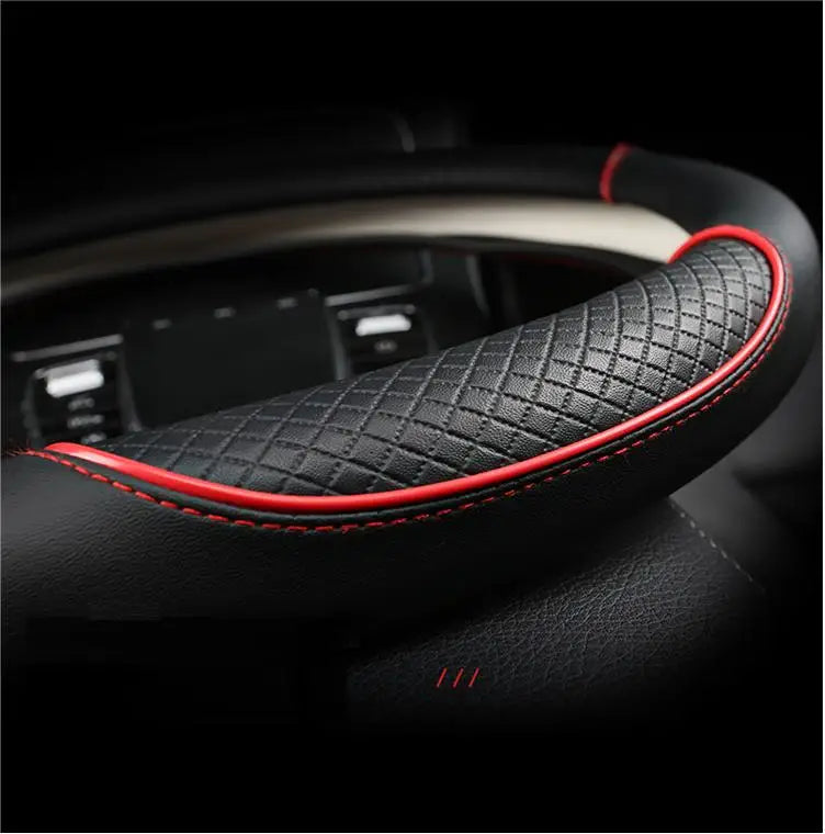 Universal Leather Steering Wheel Cover – Anti-Slip & All-Season Fit