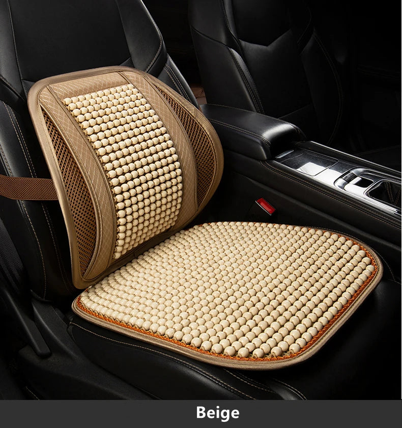 Wood Bead Car Seat Cushion – Summer Cooling & Breathable, All-Season Comfort