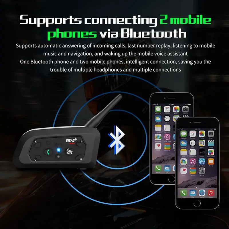 EJEAS V6 Pro Moto Intercom – Wireless Helmet Walkie Talkie Headset