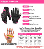 Unisex Touchscreen Moto Gloves – Pink & Black Lightweight Motorbike Gloves