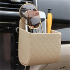 Universal Car Air Vent Hanging Organizer – Leather Storage & Phone Holder