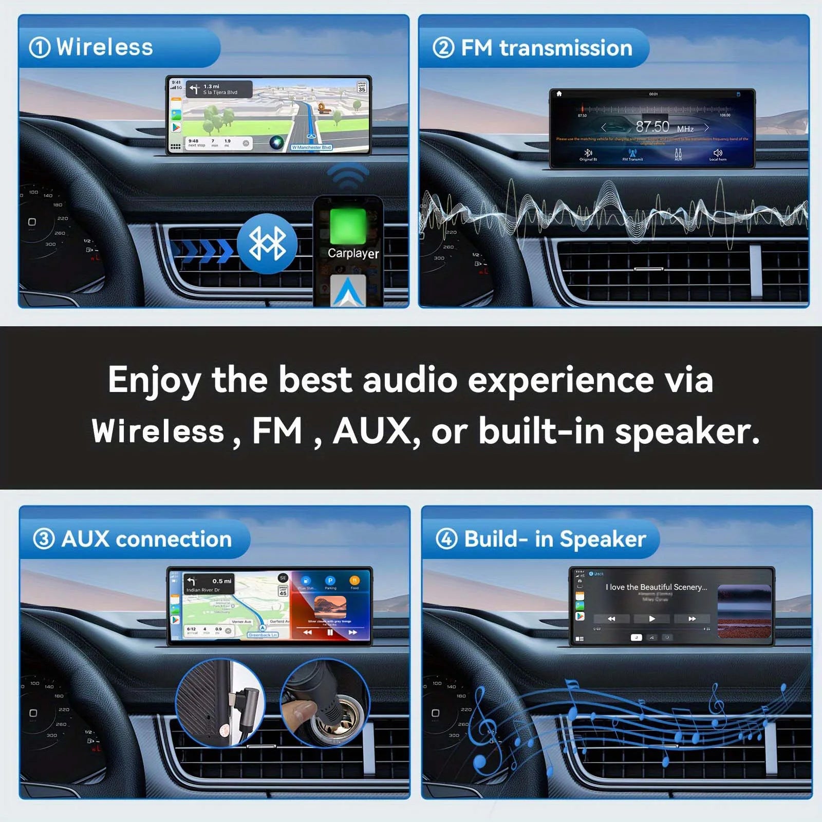 10.26” Car Radio & Video Player – WIFI Screen for Apple & Android Devices