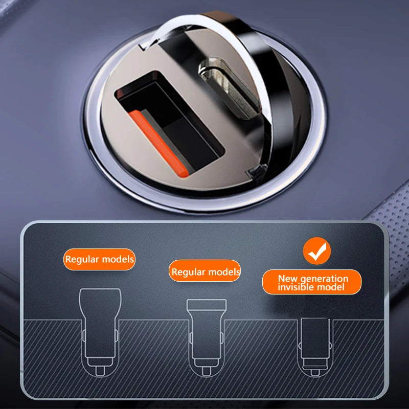 100W Mini Car Charger – Fast PD & QC3.0 USB-C for iPhone, Samsung