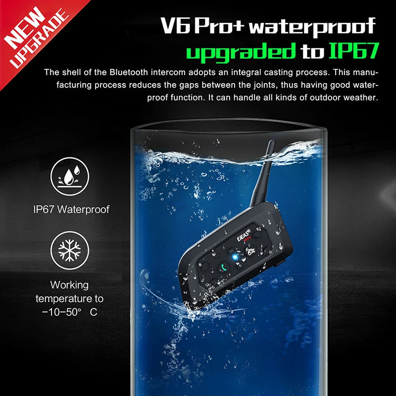 EJEAS V6 Pro Moto Intercom – Wireless Helmet Walkie Talkie Headset