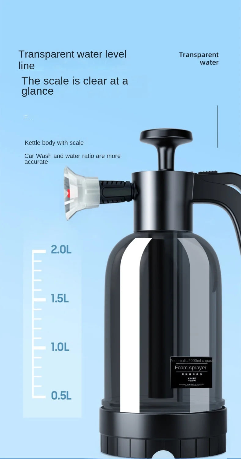 2L Hand Pump Foam Sprayer – Multi-Nozzle Snow Foam Car Wash & Cleaning Bottle