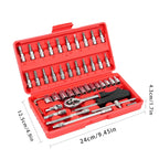 46-Piece Auto Repair Ratchet Wrench & Socket Tool Set – Vehicle Maintenance Kit