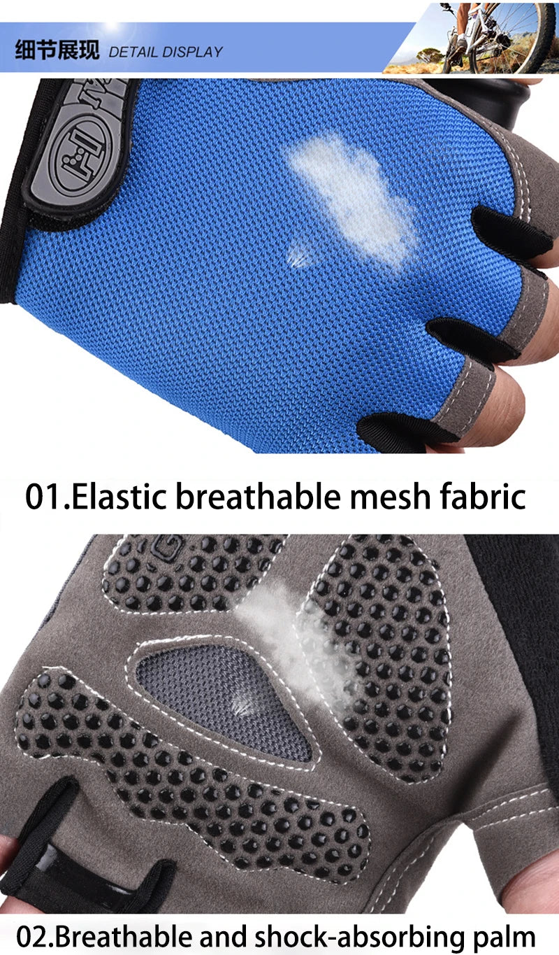 Unisex Half-Finger Cycling & Gym Gloves – Breathable Anti-Slip Sport Gloves