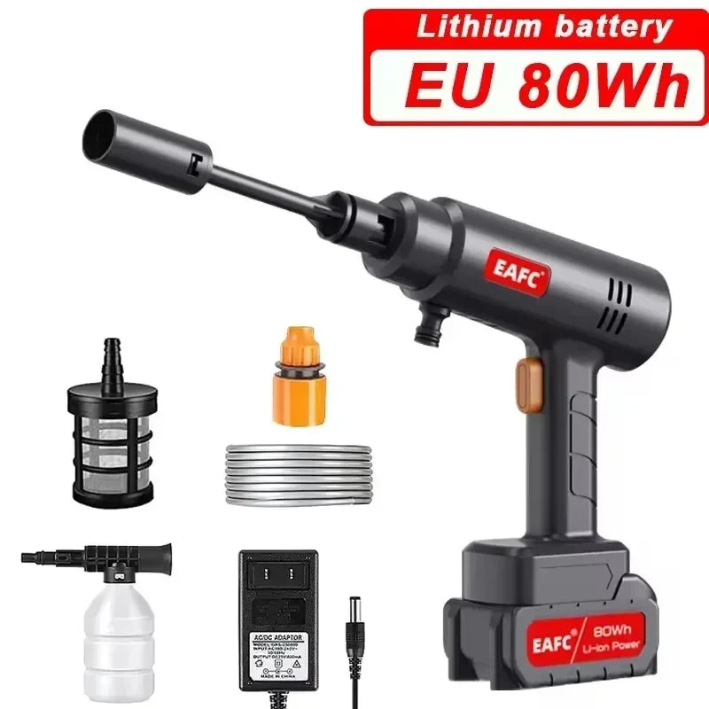 EAFC 60Bar Cordless Electric Car Wash Gun – High-Pressure Foam Spray Cleaner