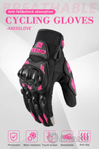Unisex Touchscreen Moto Gloves – Pink & Black Lightweight Motorbike Gloves