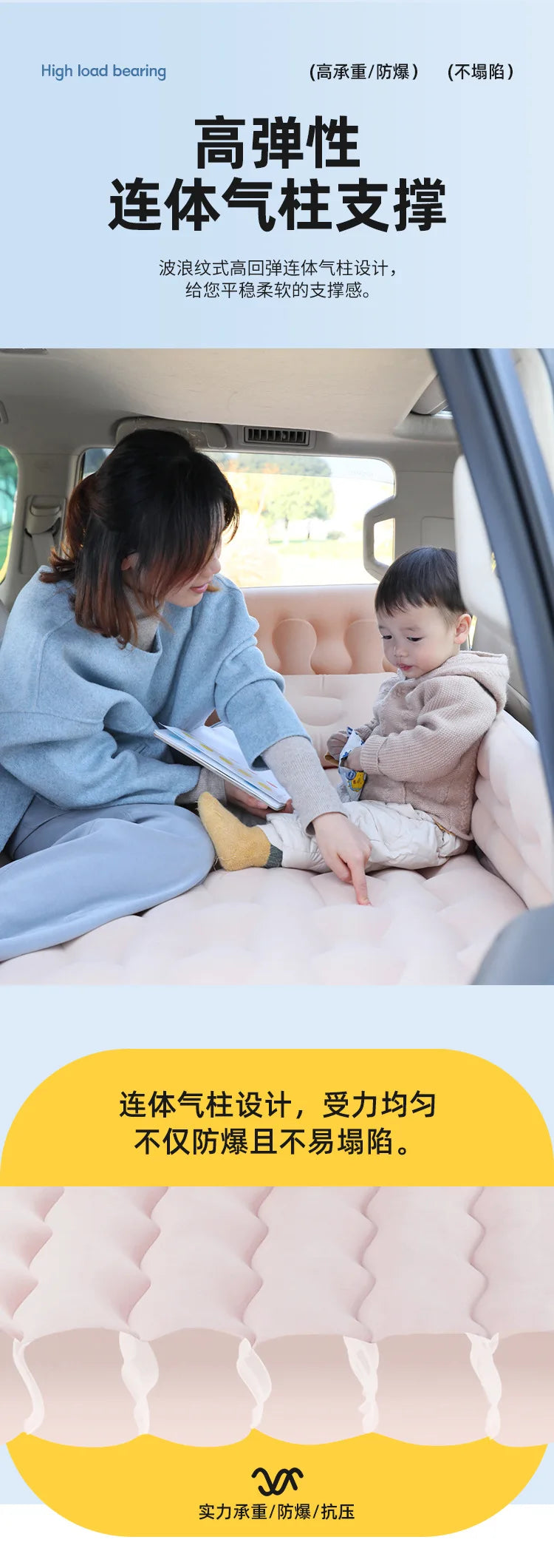 Car Travel Inflatable Air Mattress – 135x80cm Rear Seat & Trunk Universal Bed