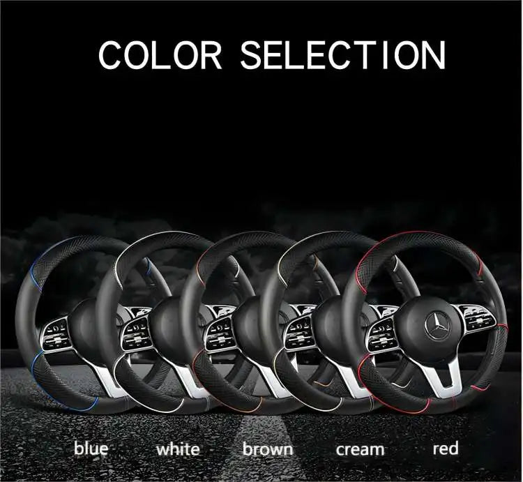 Universal Leather Steering Wheel Cover – Anti-Slip & All-Season Fit