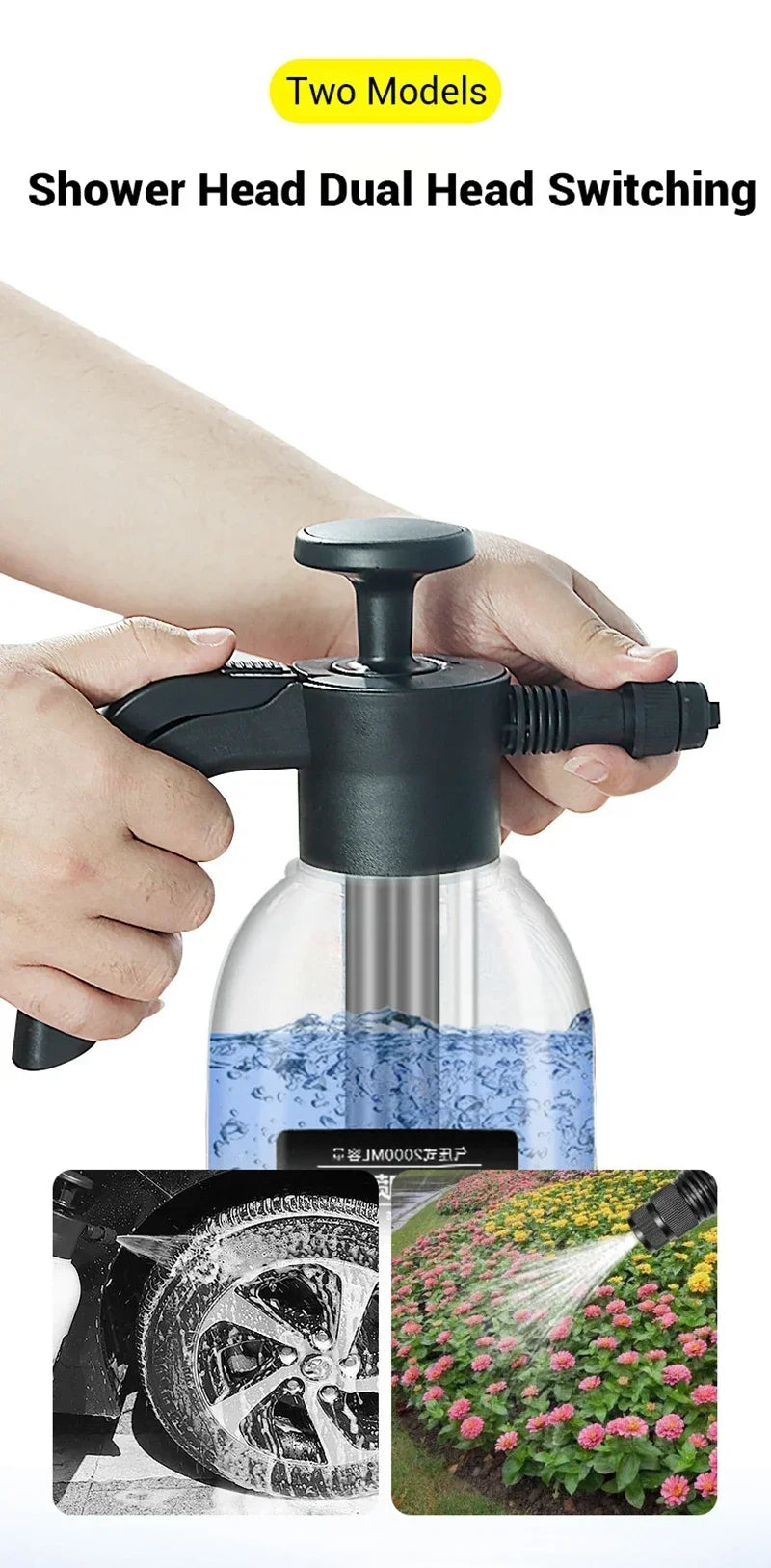 2L High-Pressure Foam Sprayer – Hand Pump Car Wash & Home Cleaning Bottle