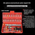 46-Piece Auto Repair Ratchet Wrench & Socket Tool Set – Vehicle Maintenance Kit