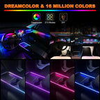 Full-Color RGB Car Interior Lighting – 18-in-1 Dual Zone Neon Acrylic Strip