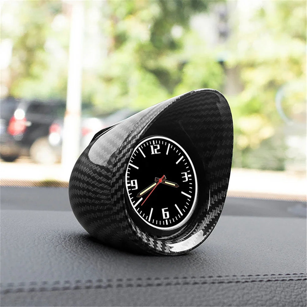 Luminous Quartz Carbon Fiber Car Clock – Mini Dashboard Waterproof Watch