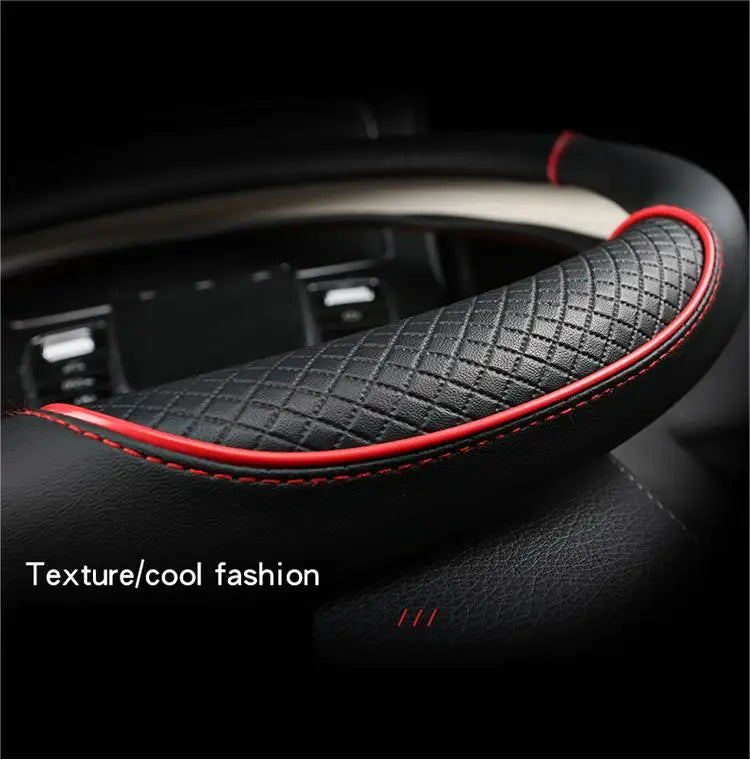 Universal Leather Steering Wheel Cover – Anti-Slip & All-Season Fit