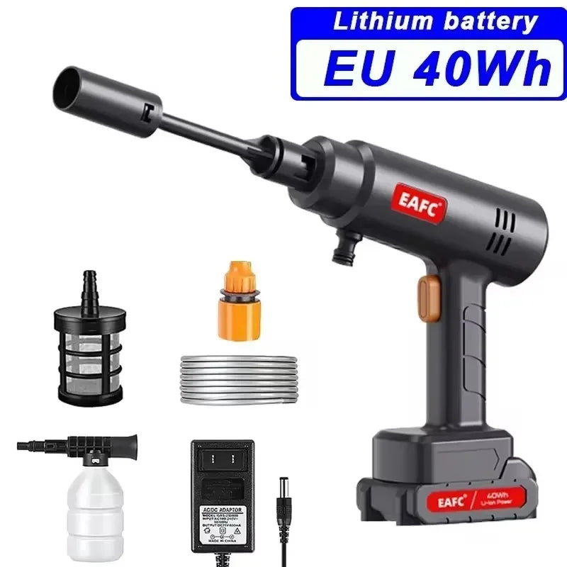 EAFC 60Bar Cordless Electric Car Wash Gun – High-Pressure Foam Spray Cleaner