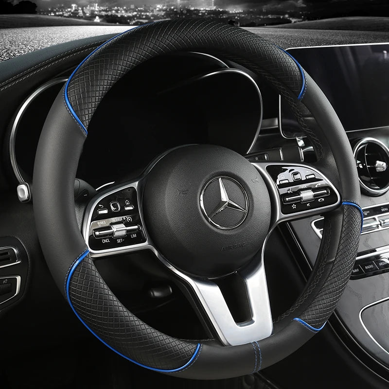 Universal Leather Steering Wheel Cover – Anti-Slip & All-Season Fit