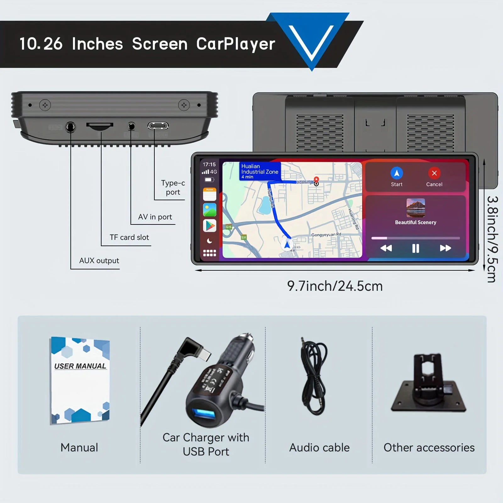 10.26” Car Radio & Video Player – WIFI Screen for Apple & Android Devices