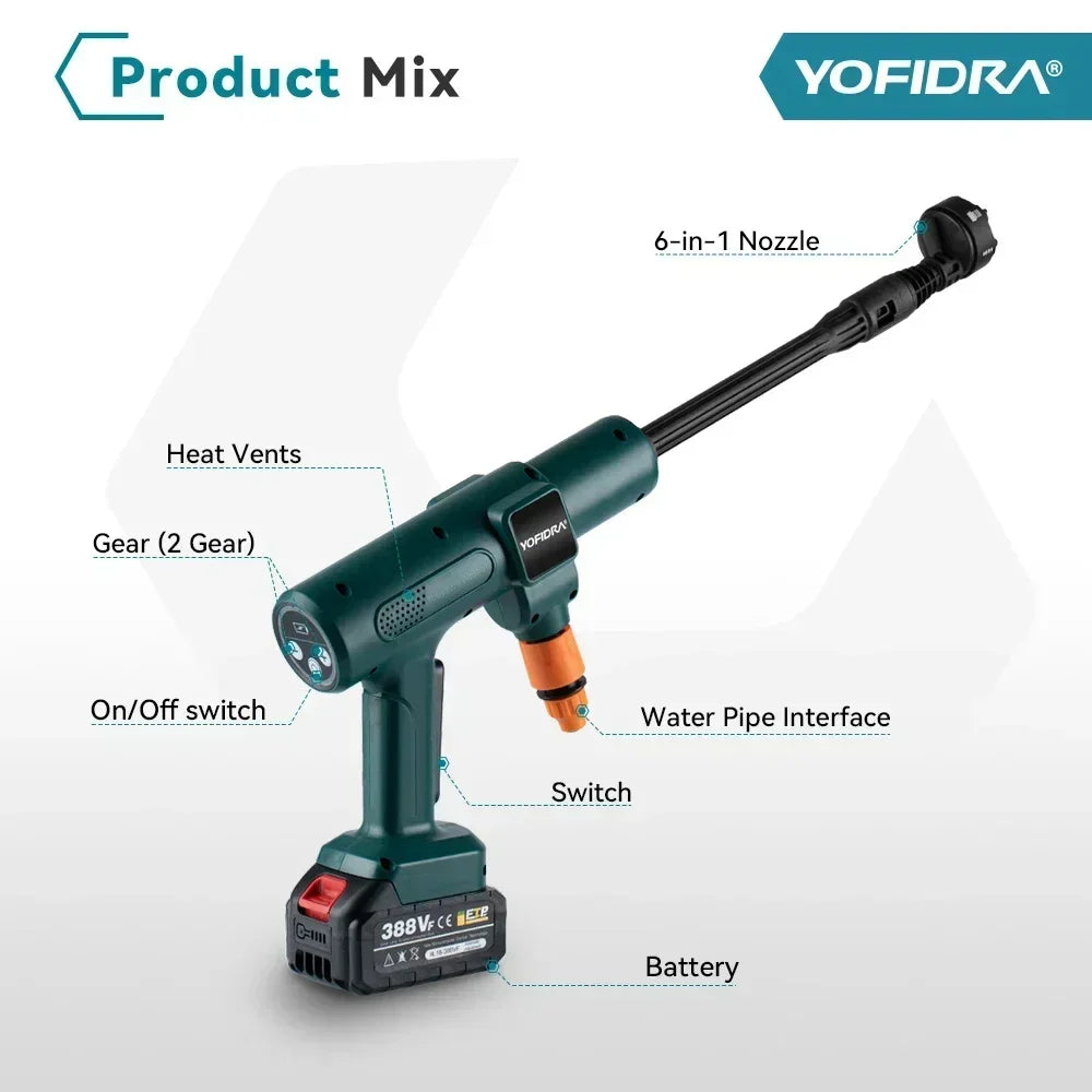 3000W Brushless Electric Pressure Washer – 6-in-1 Car & Garden Spray Gun