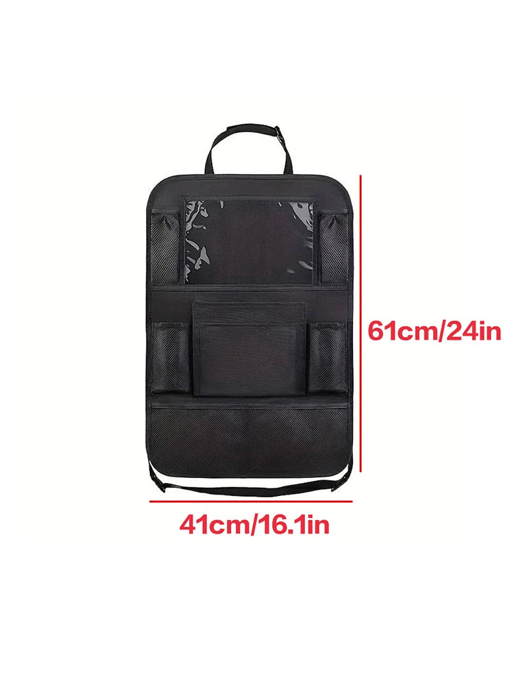 Large Multi-Grid Car Seat Back Organizer – Black Hanging Storage Bag