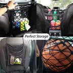 Car Storage Net Bag – Elastic Organizer & Pet Barrier Between Seats