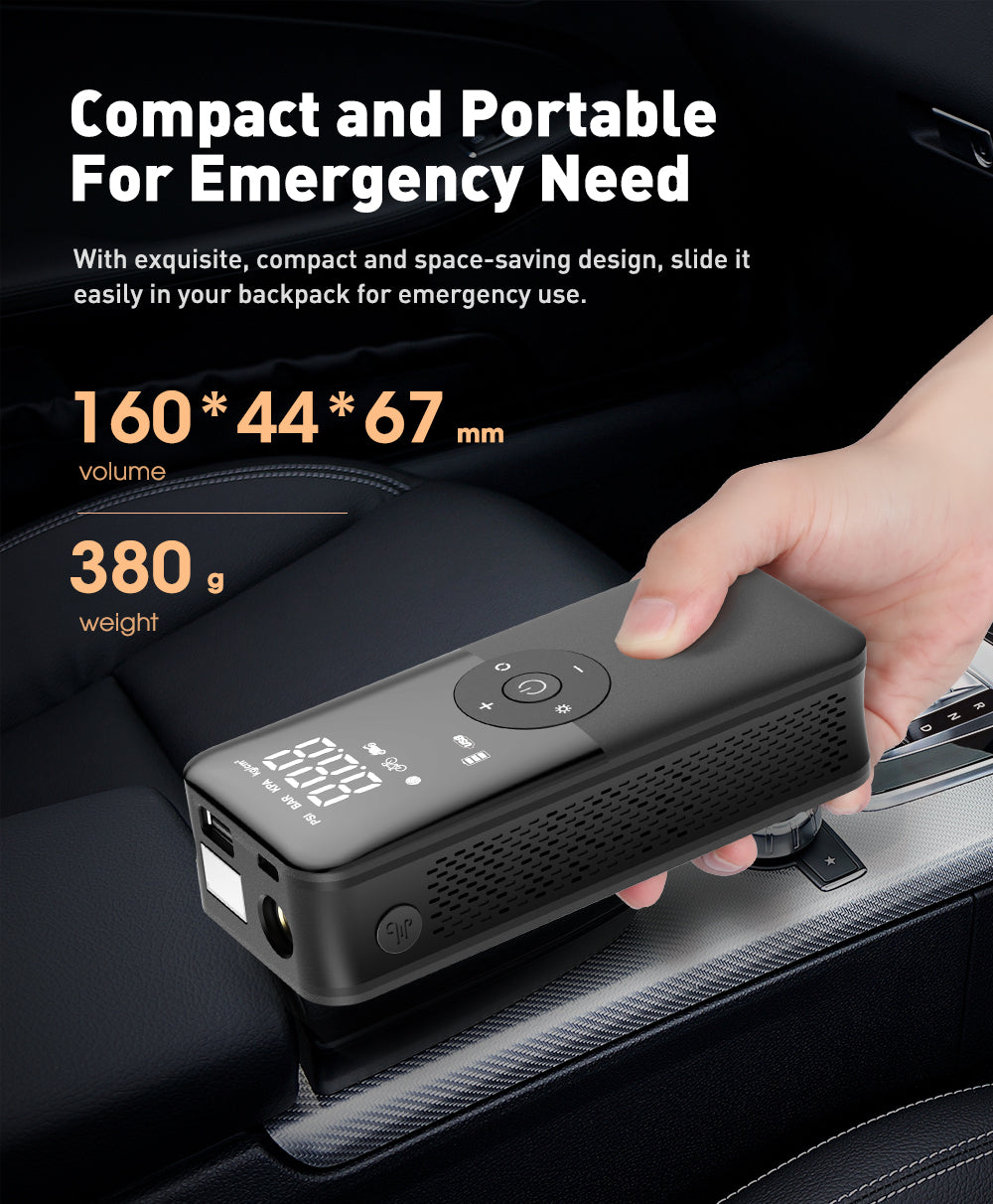 CARSUN Cordless Air Pump – Rechargeable Digital Tire Inflator for Car, Bike & Balls