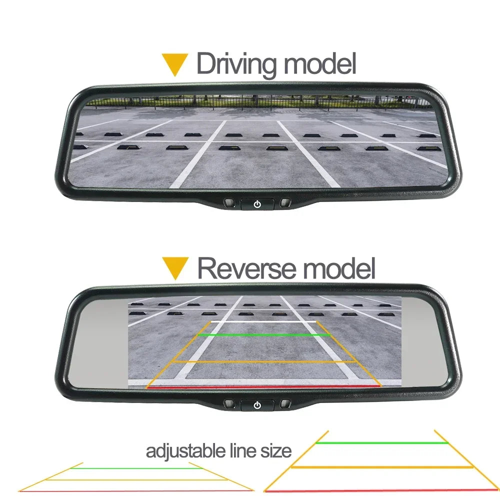 9.66” AHD 1080P Car Rear View Mirror – Full Screen Monitor with Auto Brightness
