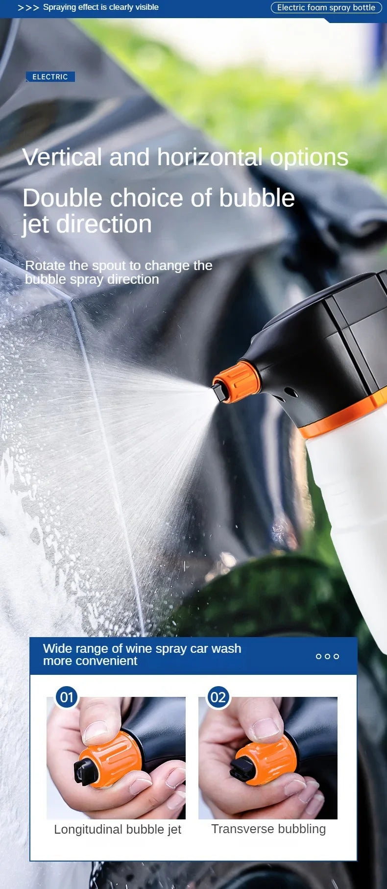LEIBOO Electric Foam Sprayer – Battery-Powered Car Wash Snow Cannon