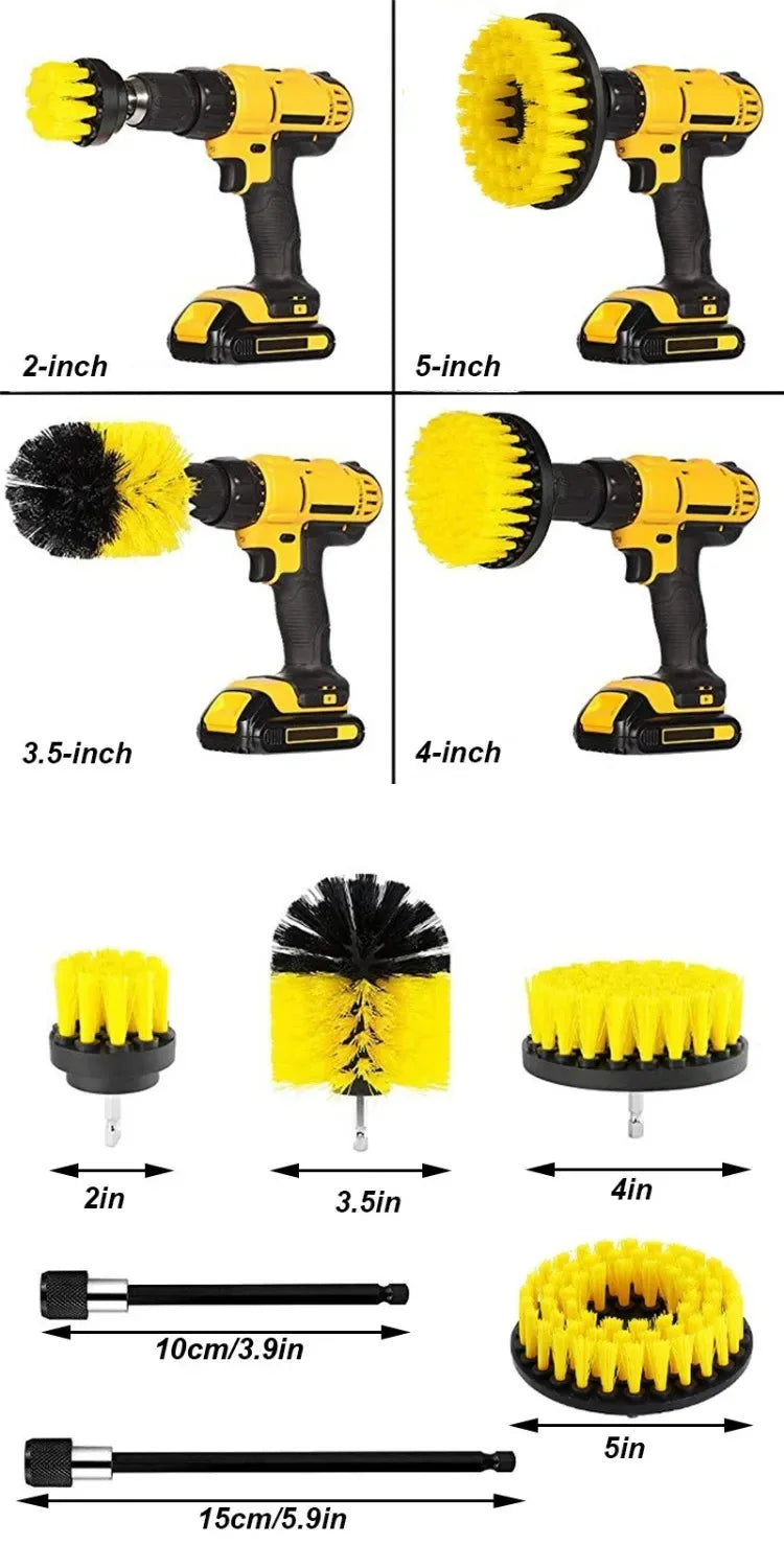 Electric Drill Brush Cleaning Kit – Multi-Purpose Scrubber Set for Car, Kitchen & Bathroom