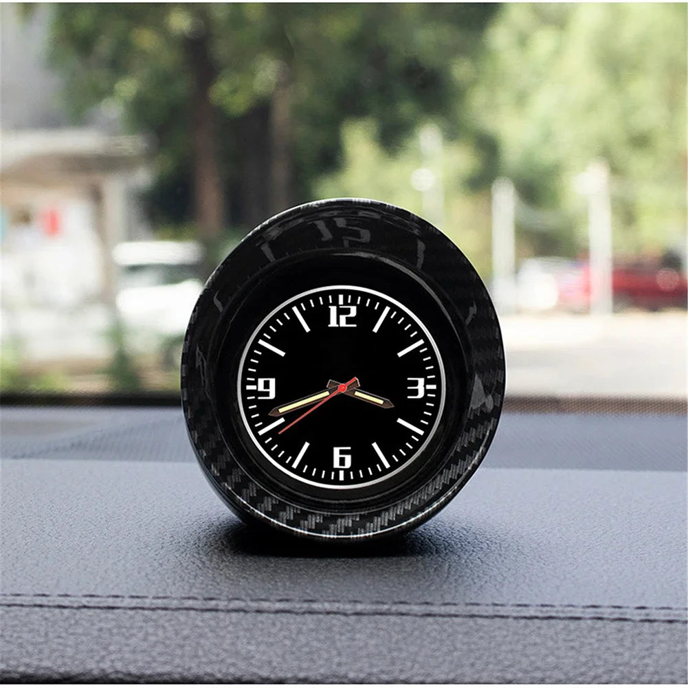 Luminous Quartz Carbon Fiber Car Clock – Mini Dashboard Waterproof Watch