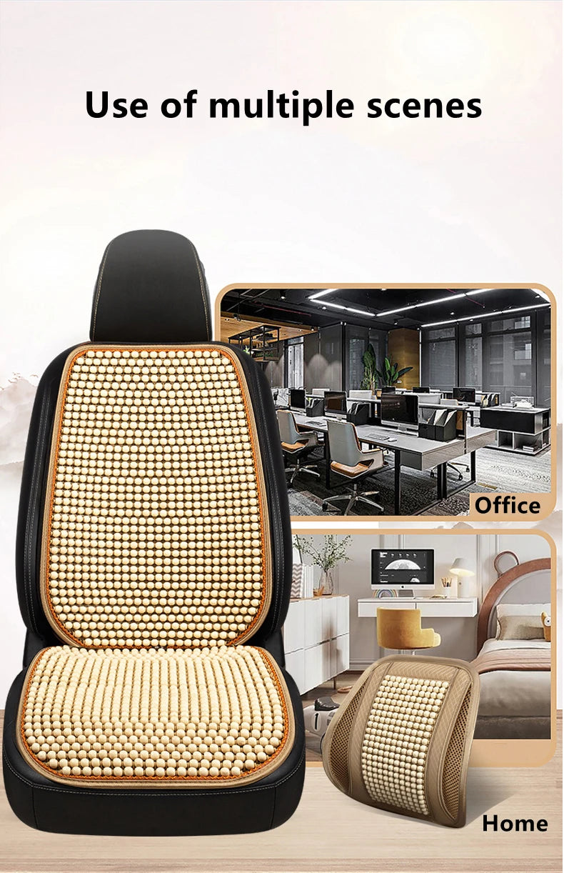 Wood Bead Car Seat Cushion – Summer Cooling & Breathable, All-Season Comfort