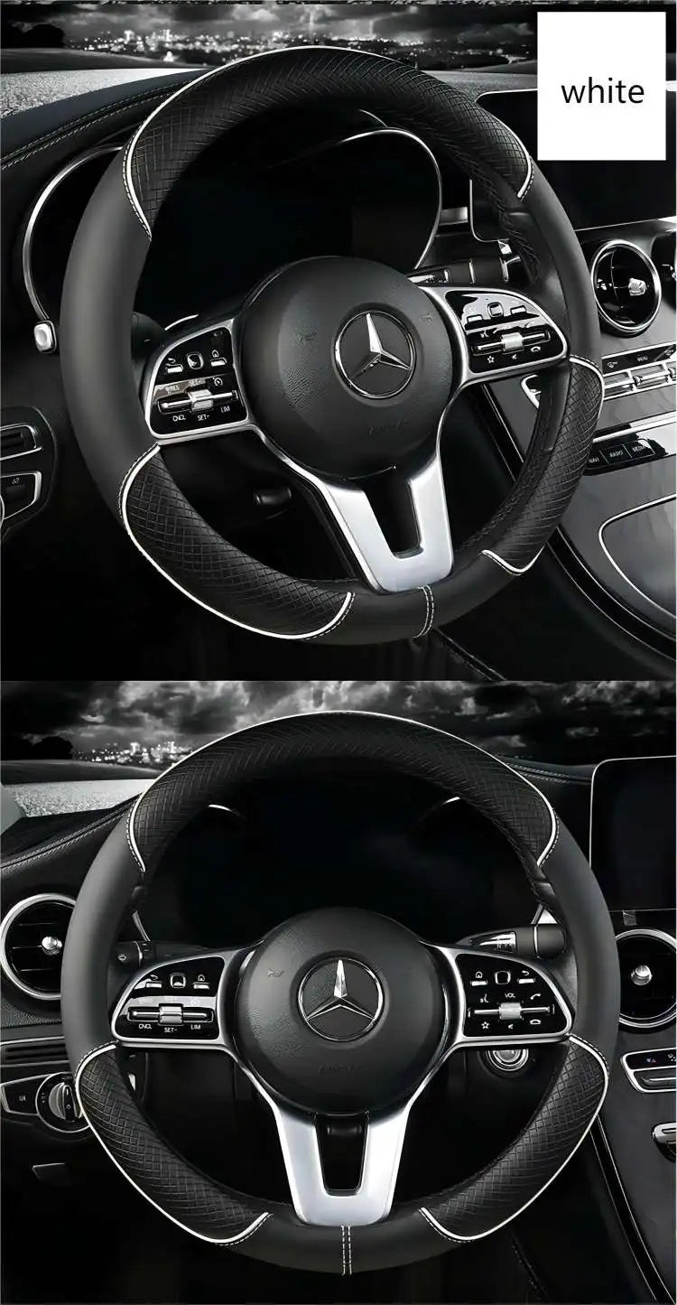 Universal Leather Steering Wheel Cover – Anti-Slip & All-Season Fit