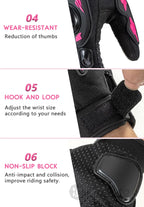 Unisex Touchscreen Moto Gloves – Pink & Black Lightweight Motorbike Gloves