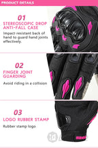 Unisex Touchscreen Moto Gloves – Pink & Black Lightweight Motorbike Gloves