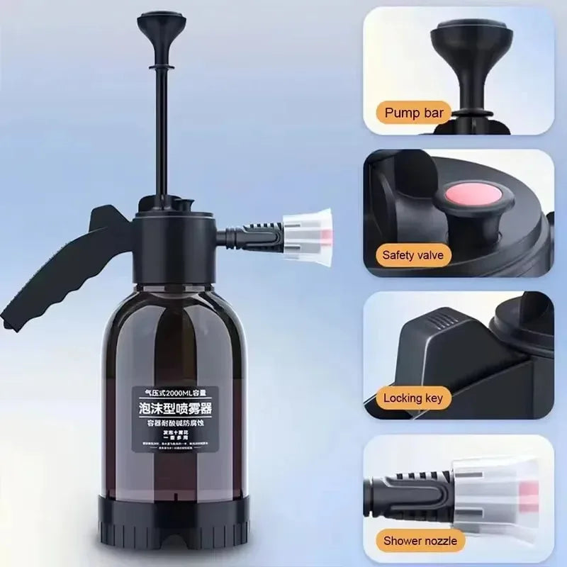 2L High-Pressure Foam Sprayer – Hand Pump Car Wash & Home Cleaning Bottle