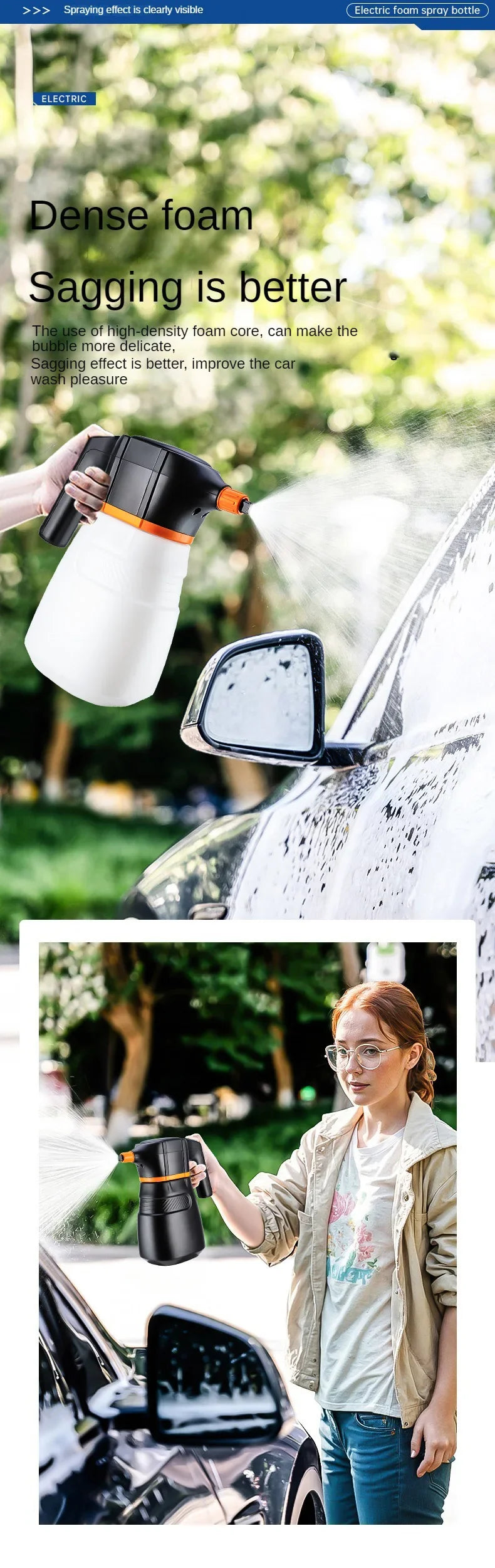 LEIBOO Electric Foam Sprayer – Battery-Powered Car Wash Snow Cannon