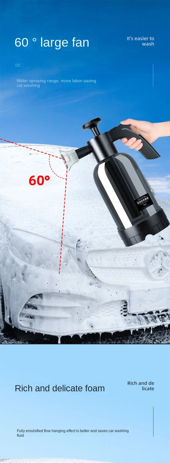 2L Hand Pump Foam Sprayer – Multi-Nozzle Snow Foam Car Wash & Cleaning Bottle