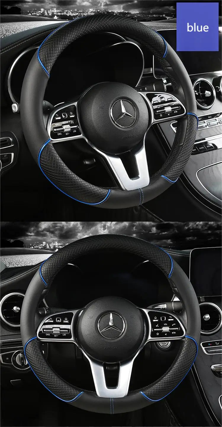 Universal Leather Steering Wheel Cover – Anti-Slip & All-Season Fit