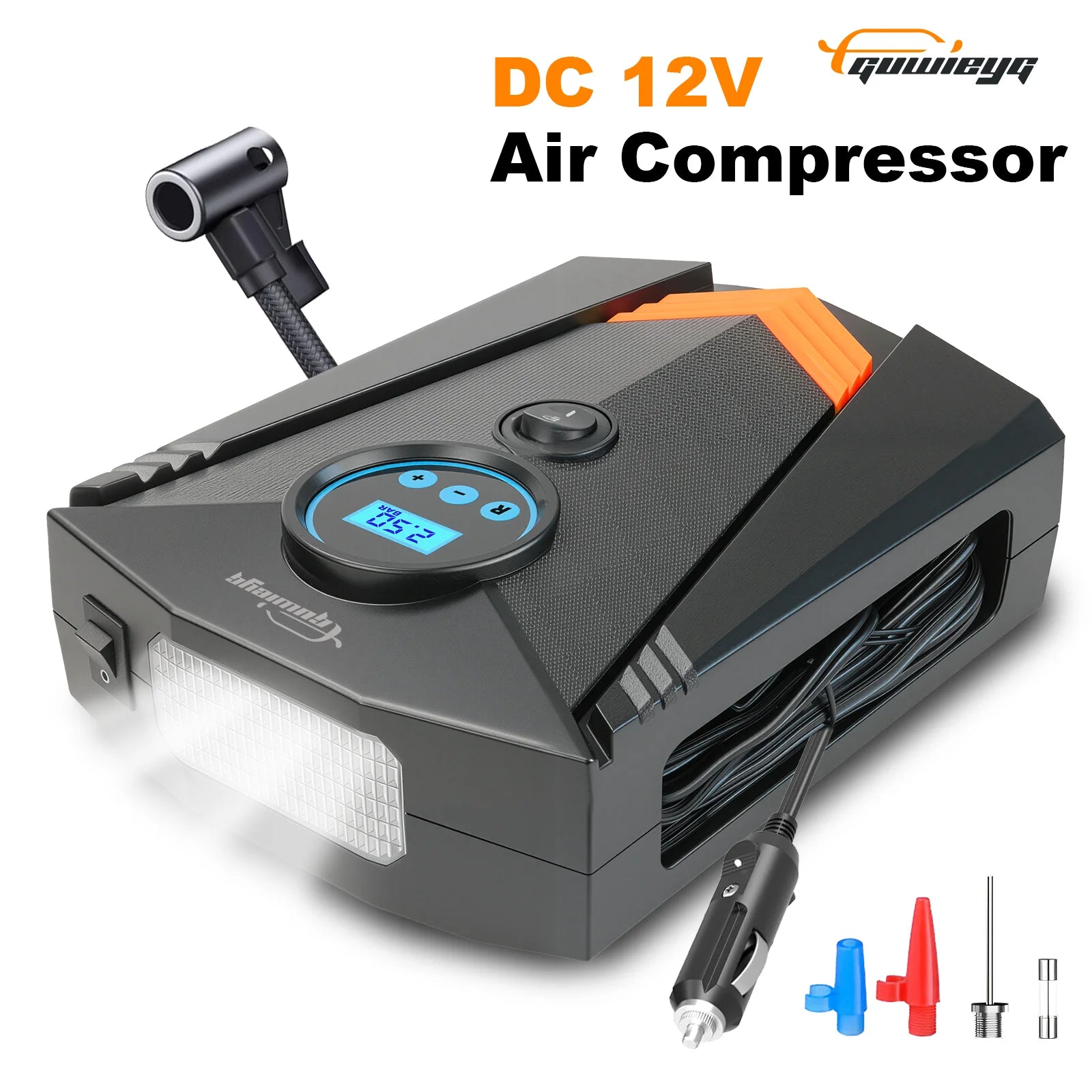 GUWIEYG DC12V Car Air Pump – 150PSI Digital Tire Inflator for Auto & Bikes