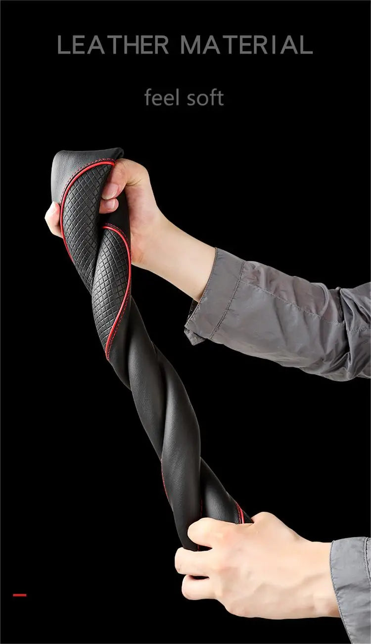Universal Leather Steering Wheel Cover – Anti-Slip & All-Season Fit