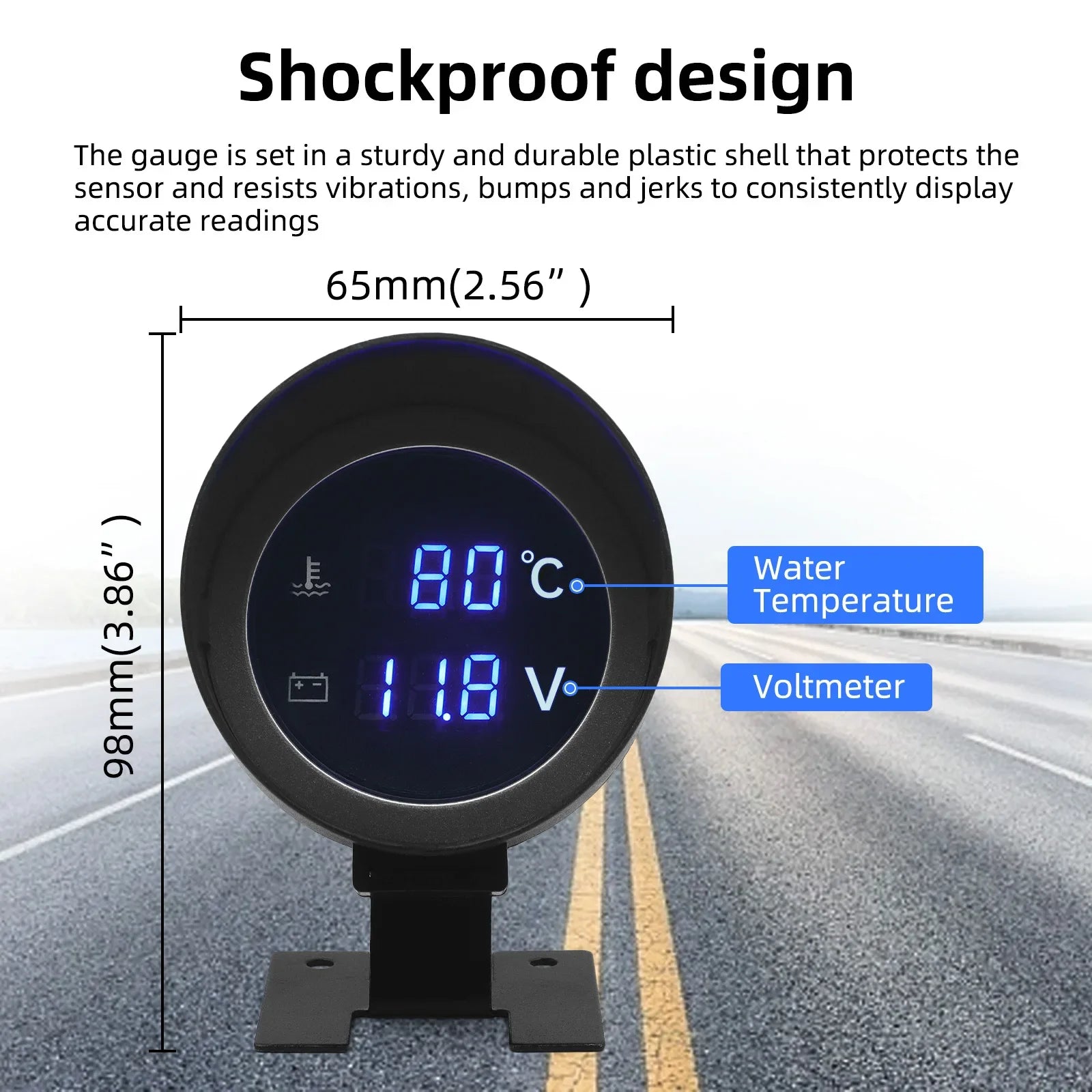 2-in-1 LED Digital Water Temp & Voltmeter – 12V/24V Car & Truck Gauge