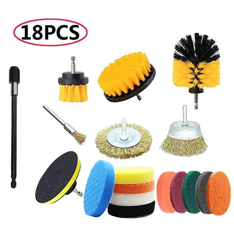 Electric Drill Brush Cleaning Kit – Multi-Purpose Scrubber Set for Car, Kitchen & Bathroom