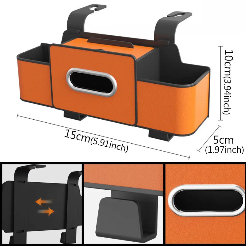 Car Backseat Storage Organizer – Tidy Hanging Box for Tissue, Phone & Drinks