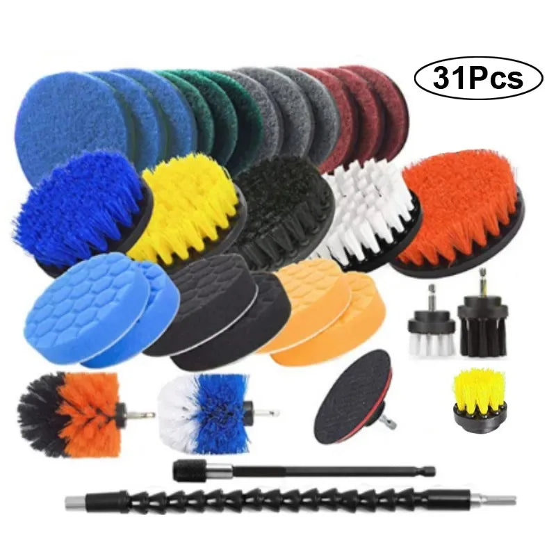 Electric Drill Brush Cleaning Kit – Multi-Purpose Scrubber Set for Car, Kitchen & Bathroom